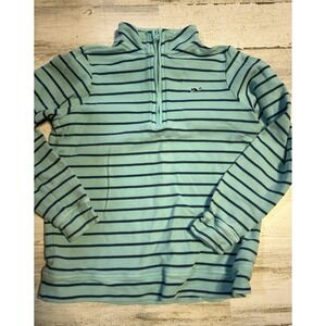 Vineyard Vines Boys Mint blue Striped  1/4 Quarter-Zip - Small 8